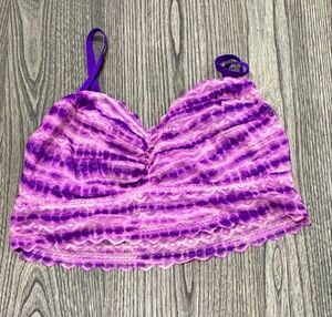 PINK Victoria's Secret Women's Striped Dye Lace Bralette Purple Large